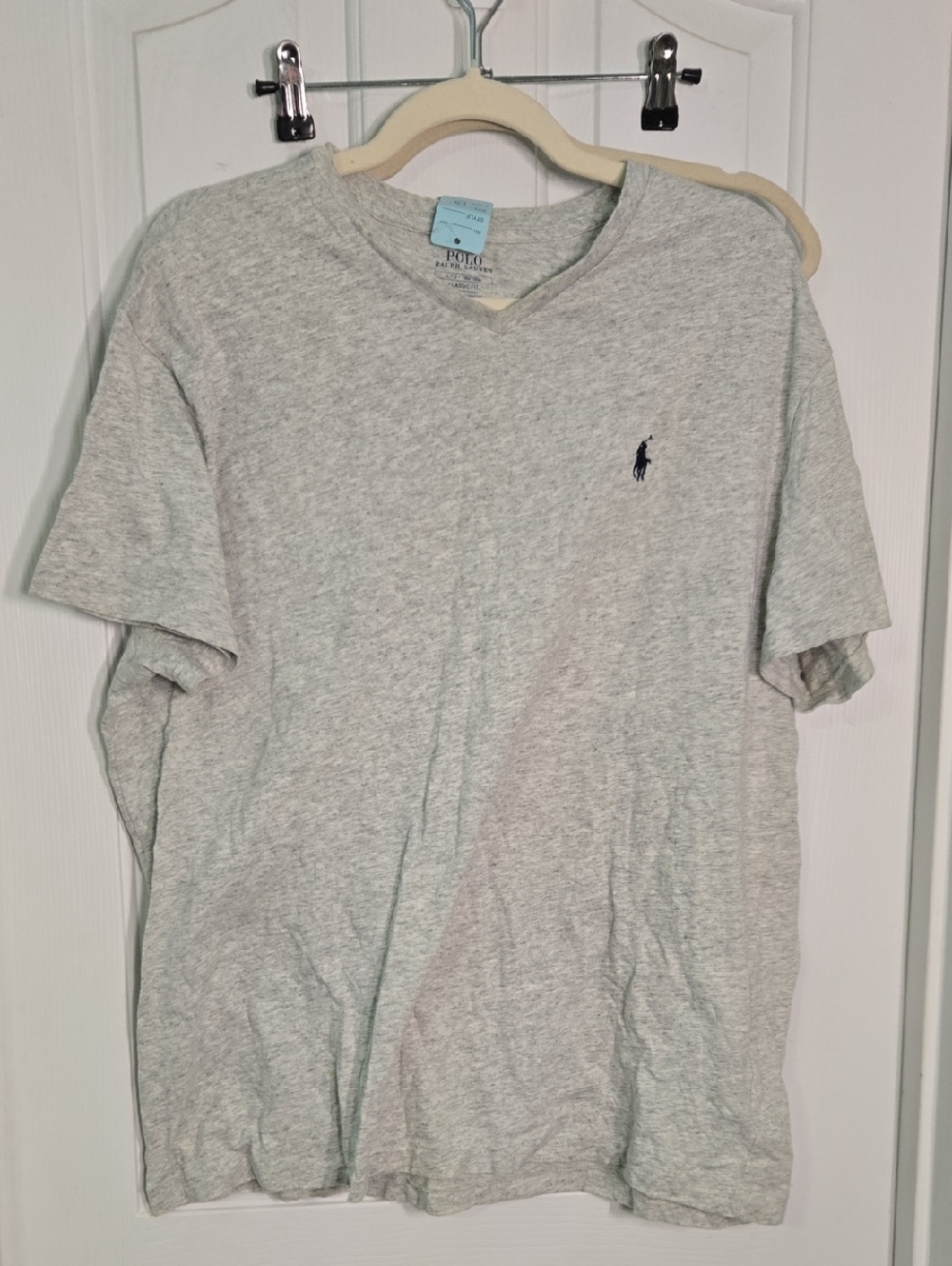 Polo by Ralph Lauren Light Gray V-Neck Tee with Navy Pony
